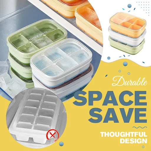 Title 6, Silicone Ice Cube Mould With DIY Lid 6 Grid Sof...