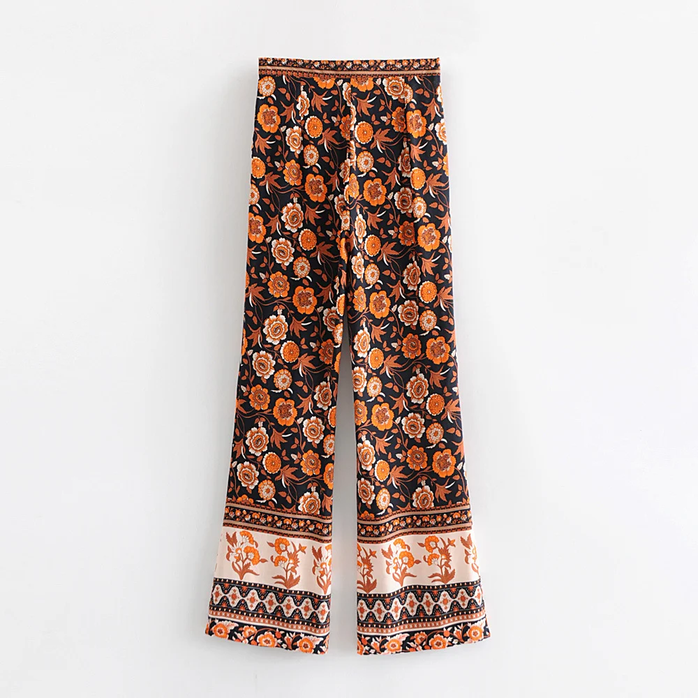 Women's New Positioning Flower Black Flower Flared Trousers, a flattering fit, stylish design, comfortable for all day w — photo 1