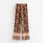 Women's New Positioning Flower Black Flower Flared Trousers, a flattering fit, stylish design, comfortable for all day w — photo 1