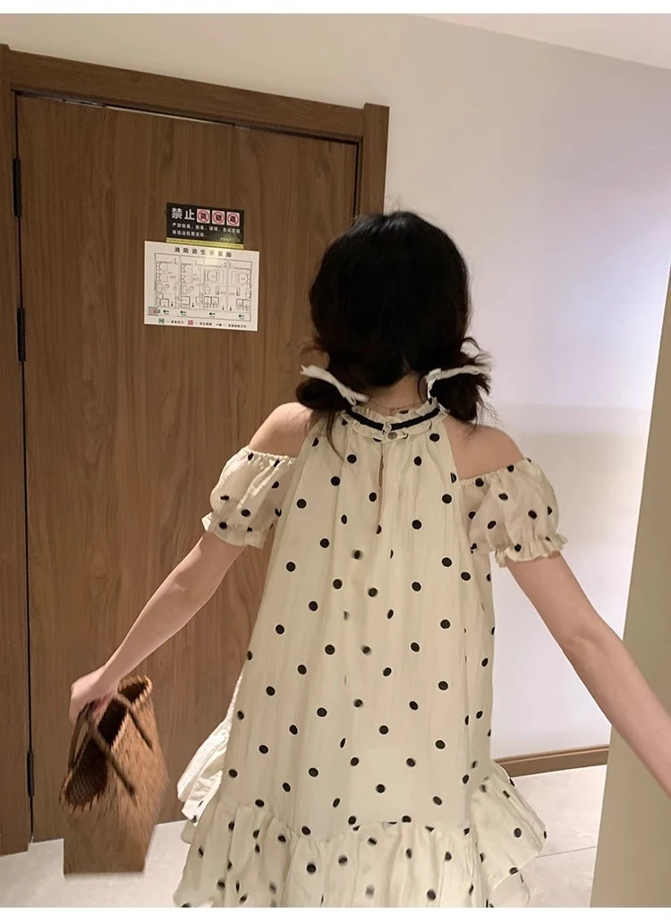 Title 10, Womens Sweet Polka-dot Self-tie Off-shoulder H...
