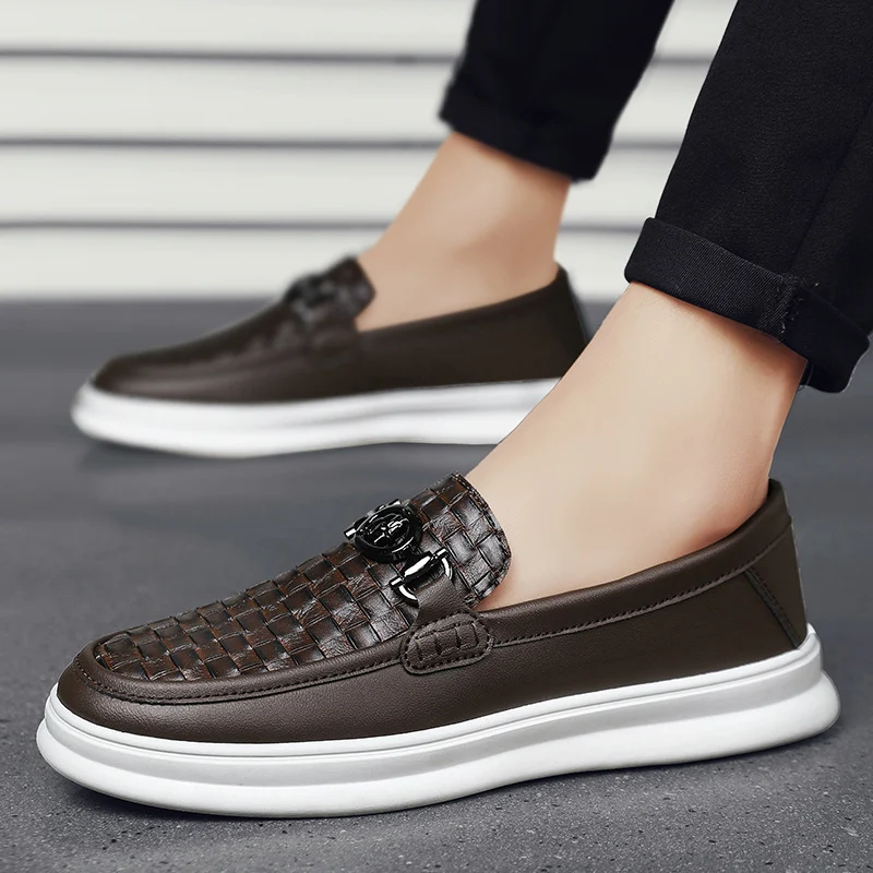 Low-top casual tooling leather slip-on shoes. Retro trendy design for formal suit wear. Comfortable, stylish shoes with — photo 16