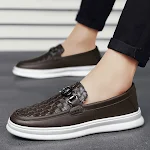 Low-top casual tooling leather slip-on shoes. Retro trendy design for formal suit wear. Comfortable, stylish shoes with — photo 16