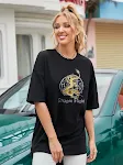 Letter Print Loose Short Sleeve T-shirt. Enjoy everyday comfort with this stylish, casual tee. Perfect for a relaxed fit — photo 5