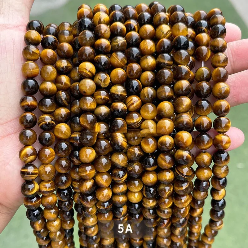 Contas de Pedra Olho de Tigre Acessórios DIY Crie joias únicas com estas contas naturais, perfeitas para projetos de artesanato e bijuterias. — foto 4