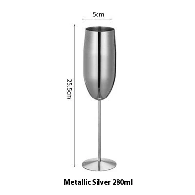 Title 5, 304 Stainless Steel Champagne Glasses, unbreaka...