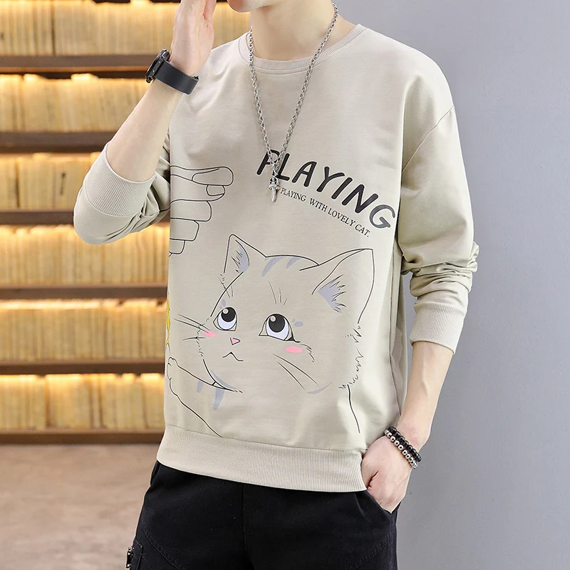 Camiseta suéter com gola redonda e estampa de desenho animado, confortável e divertida, ideal para crianças, perfeita para o dia a dia e fácil de combinar. — foto 1