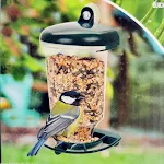 Comedouro automático transparente para pássaros com suspensão e tampa. Alimente suas aves de forma fácil e protegida no jardim ou varanda. — foto 1