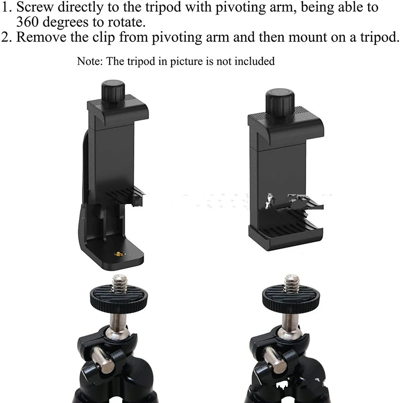 Title 4, Apple Compatible Mobile Phone Clip Tripod Pan T...