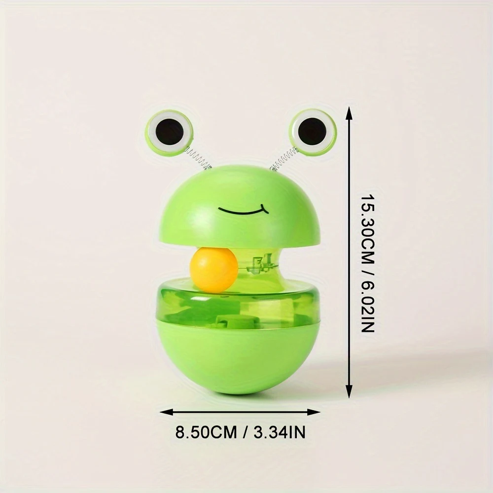 Cat Toy Frog Tumbler Food Dropping Ball. Keeps your cat entertained and fed. Promotes exercise and provides mental stimu — photo 3