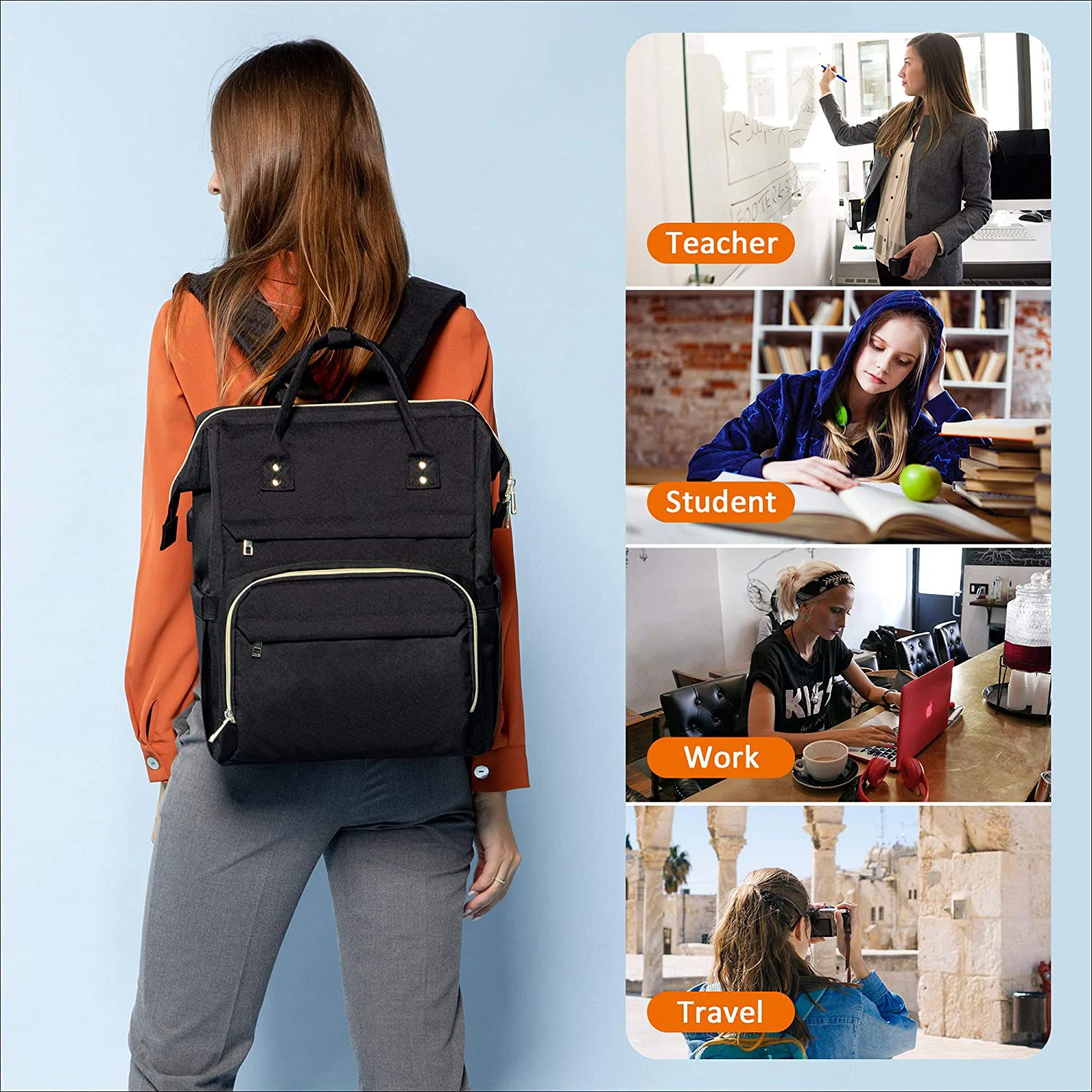Title 6, Mochila de negócios masculina e feminina multif...