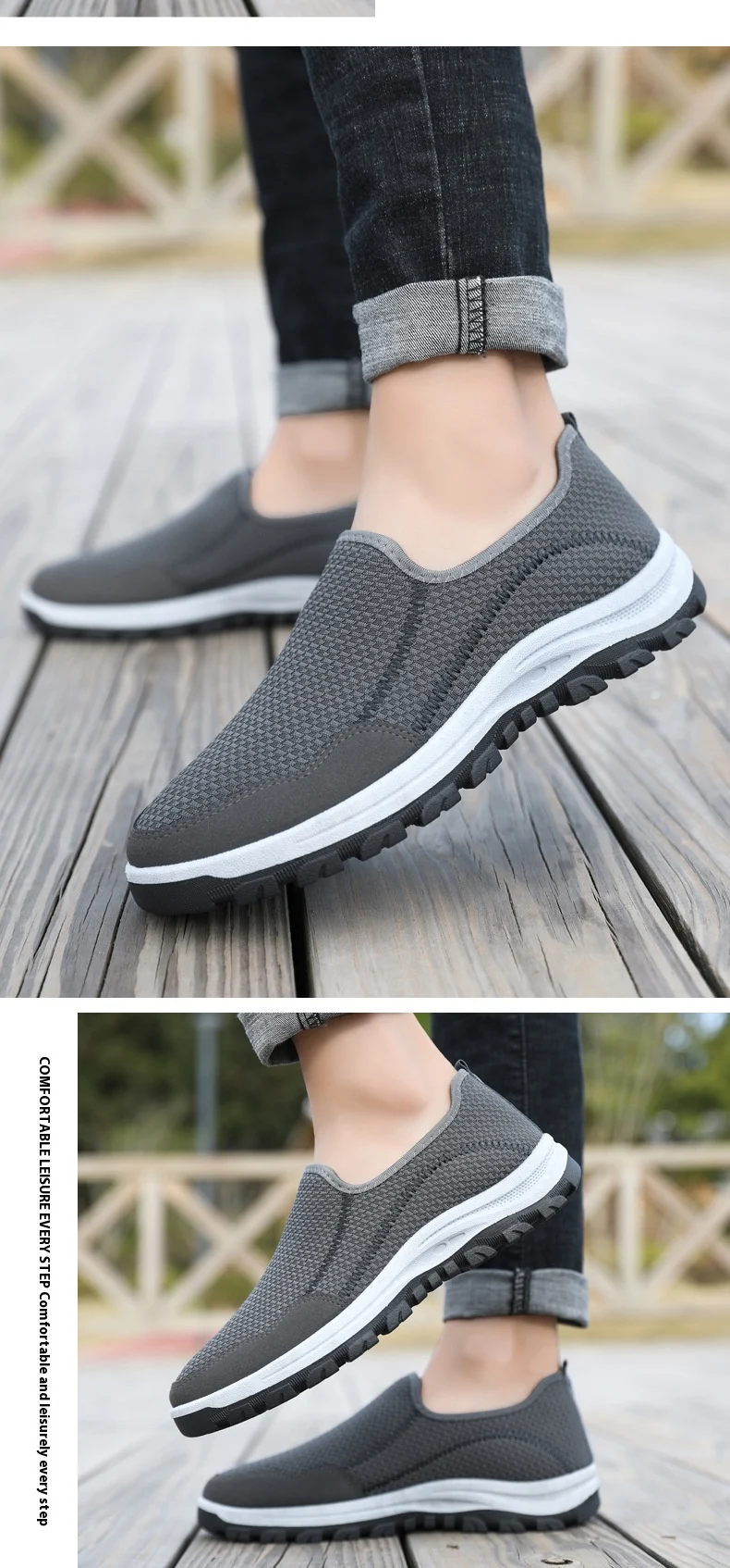 Lente heren stoffen schoenen, One Pedal ontwerp, ademend, zachte zool, ideaal voor comfortabel en moeiteloos lopen. — foto 6