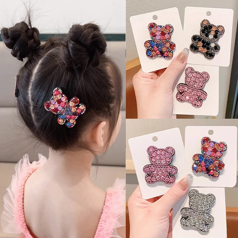 Prendedor de cabelo doce com franja de menina e urso, acessório adorável para penteados infantis, fixação segura, design fofo e charmoso. — foto 5