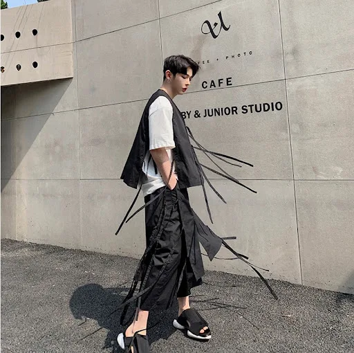 Title 14, Dark Mens Loose Casual Pants Hairstylist Culott...