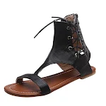 Sandali romani taglie forti, tinta unita, alti, allacciati, con zip posteriore, perfetti per un look estivo alla moda. — foto 1