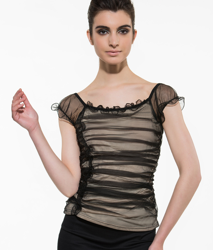 Camiseta feminina de moda primavera com manga curta e tela de fundo falso duas peças, camisa feminina para um visual elegante e confortável. — foto 4