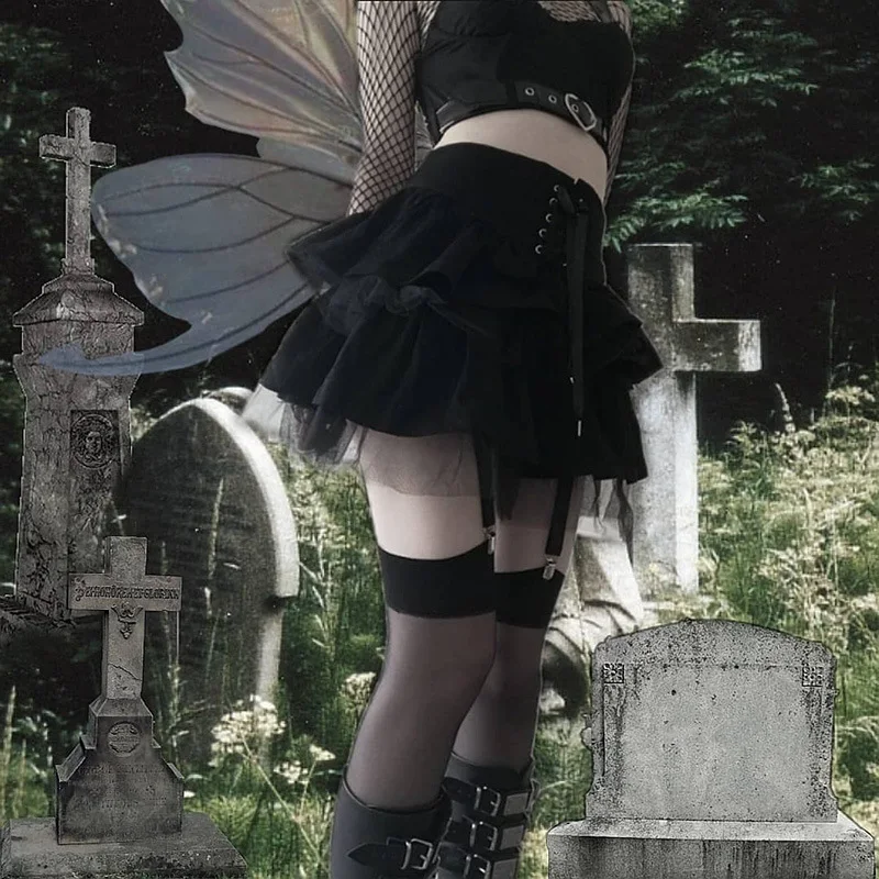 Title 5, Gothic Lace-up Mesh Sexy Skirt, the perfect cho...