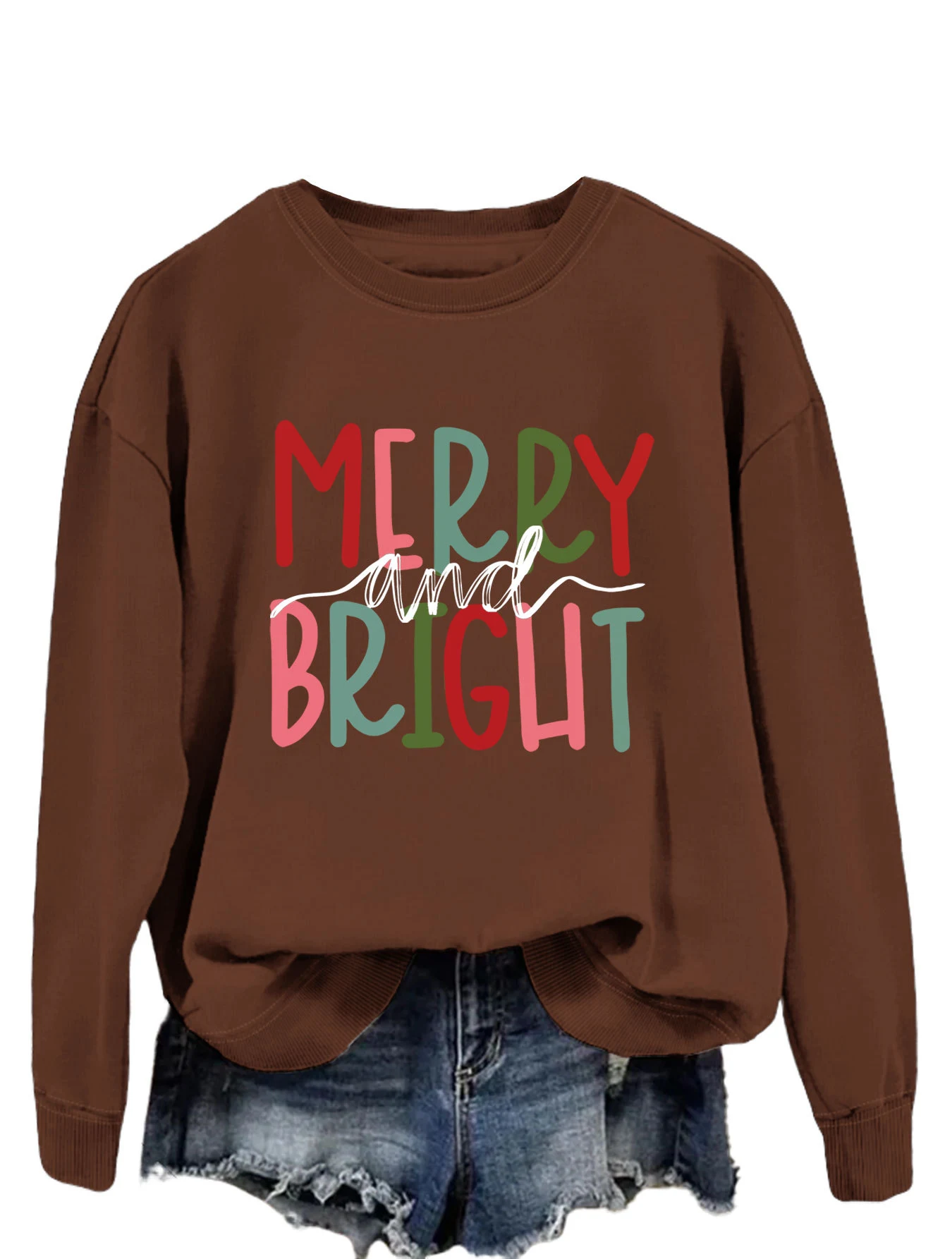 Maglione Donna Scollo Tondo Maniche Lunghe Loose Fit, Comodo e Casual per Tutti i Giorni, Perfetto per l'Autunno e l'Inverno — foto 25
