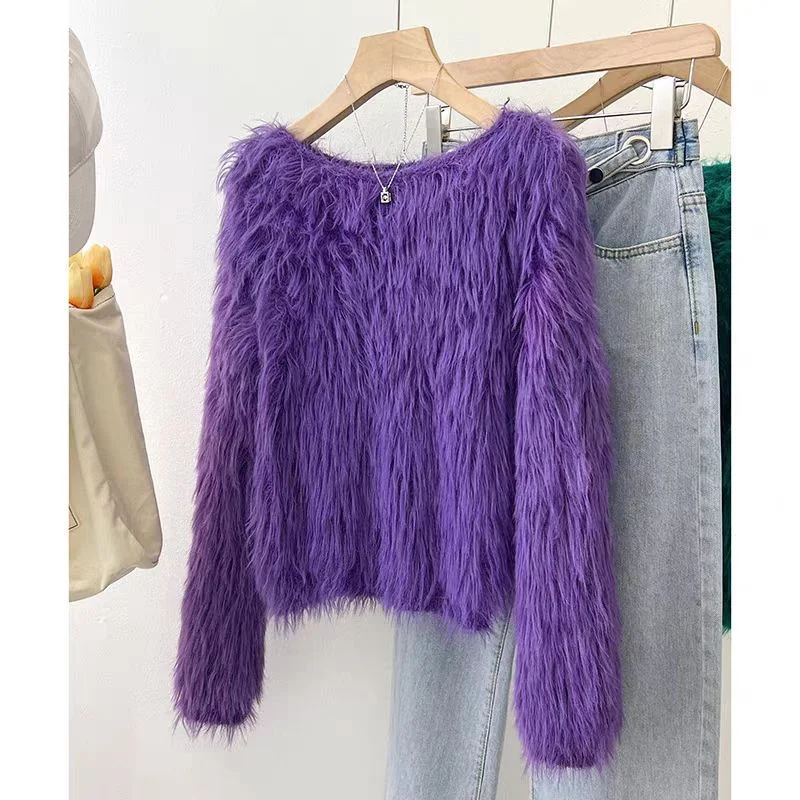 Title 4, Womens off-the-shoulder artificial mink fur sw...