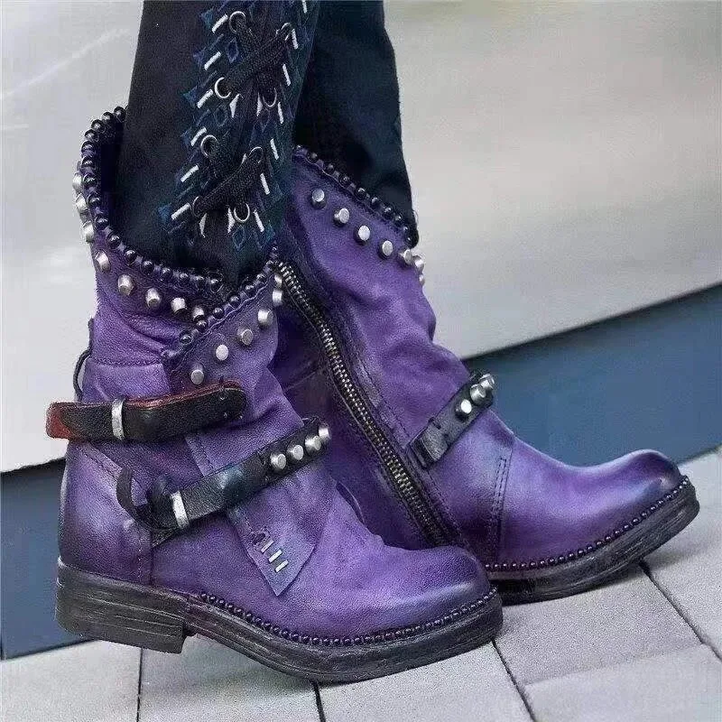 Title 5, Studded side zipper Martin boots offer a bold, ...