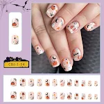 Abziehbare Nagelsticker Spinne Kürbis Geist Kurz. Einfache Nageldekoration für Halloween mit gruseligen, niedlichen Designs. — foto 1