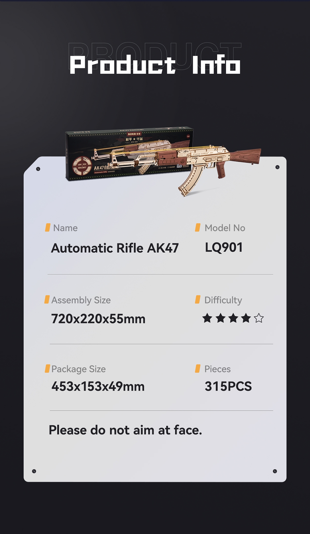 Title 12, Robotime Rokr Rifle AK-47 Montagem 3D Madeira A...