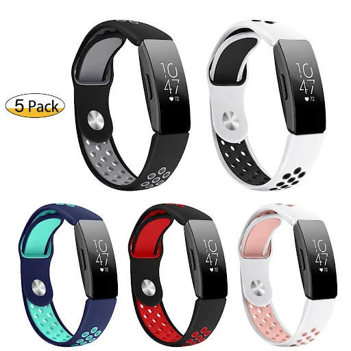 Title 2, Two-color round hole silicone strap for Fitbit ...