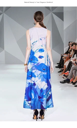 Title 5, V-neck Lace-up Printing Sleeveless Dress Dress