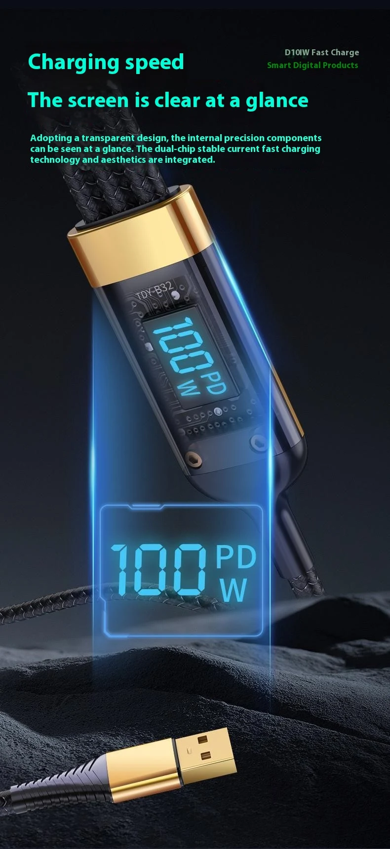 Title 10, Woven Three-in-One Charging Strip with Digital ...