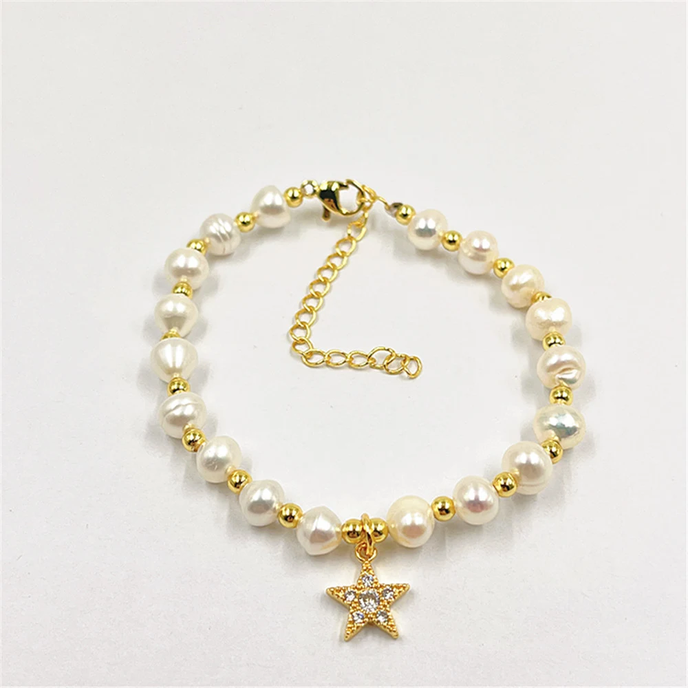 Pulseira feminina de pérolas de água doce em formato irregular estilo barroco, um acessório charmoso e elegante para mulheres. — foto 6