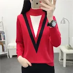 Red half turtleneck
