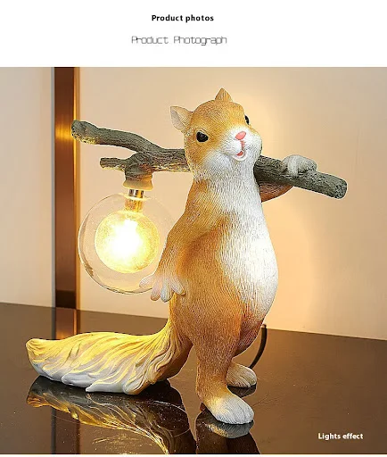 Title 5, Cute Cartoon Fruit-carrying Squirrel Table Lamp...