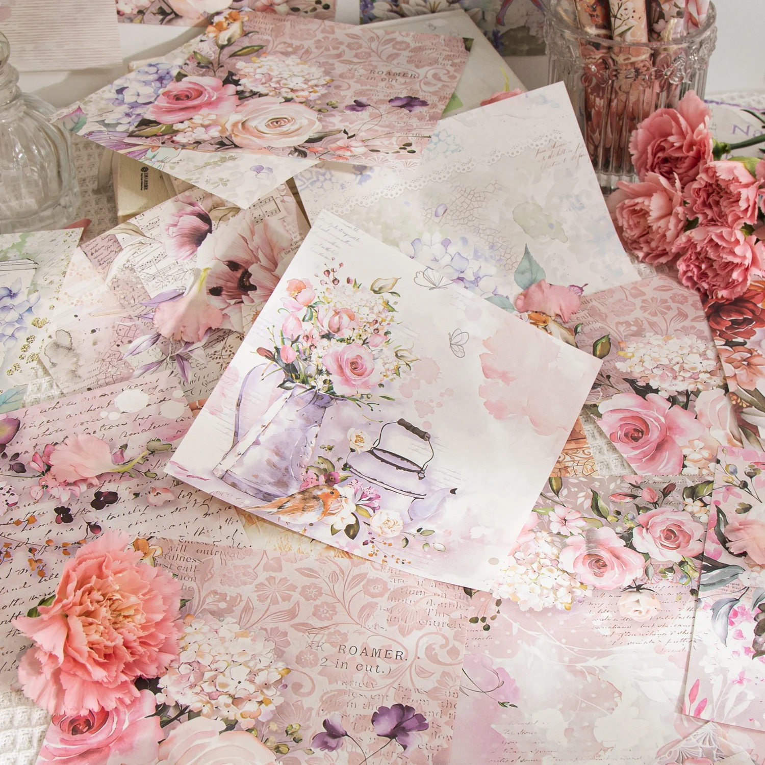 Decoração para diário com tema floral da Série Romântica Mar de Flores, ideal para personalizar e adicionar um toque romântico e floral. — foto 2