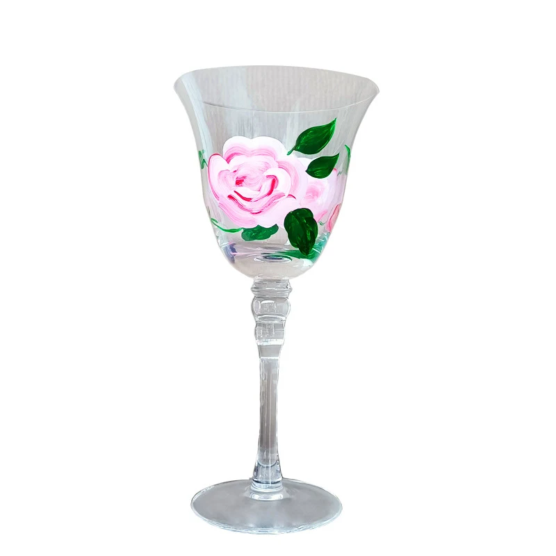 Hand Painted Middle Ancient Glass Flower Goblet Vintage Crystal, perfect for elegant drink service and adding a touch of — photo 2