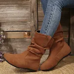 Large Size Flat Bottom Women Buskin Suede Stitching Round-toe Boots offer comfort and style for everyday wear. Perfect f — photo 17