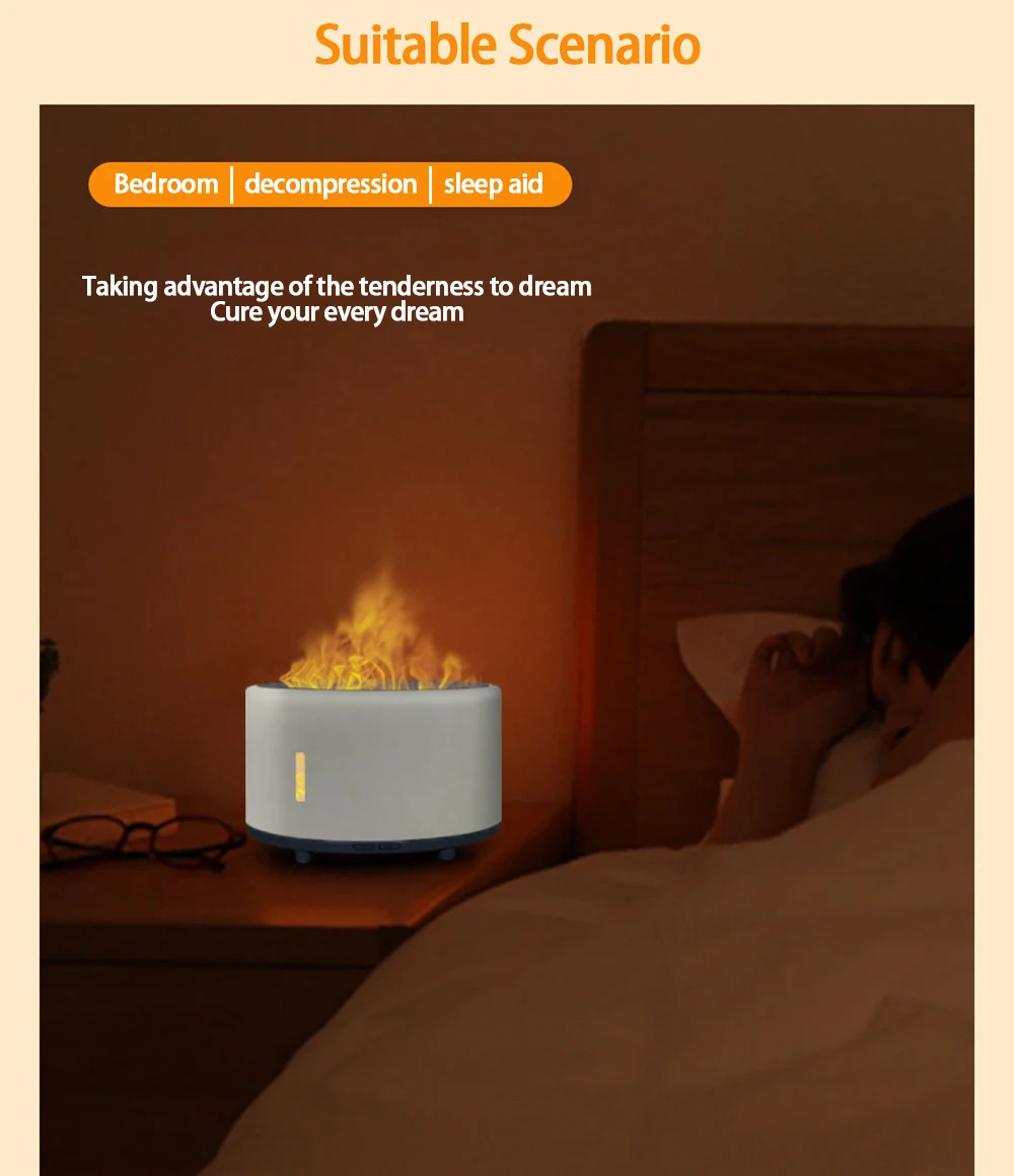 Title 12, Flammen Luftbefeuchter mit Bluetooth, Fernbedie...