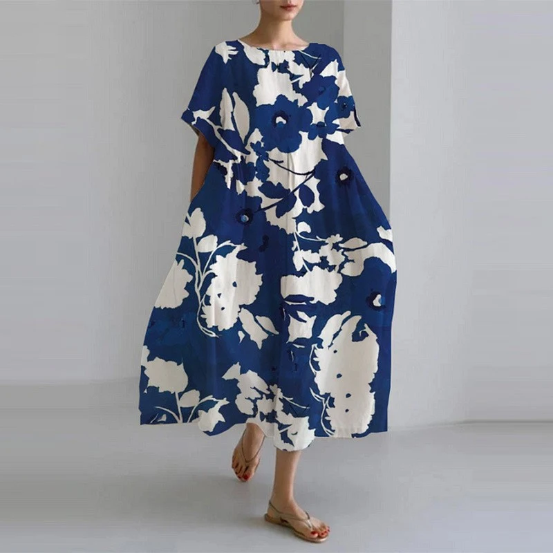 Title 2, Womens Clothing Loose Round Neck Print Dress