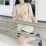 Sweet Cone Meow Meow T-shirt Summer Cute Cartoon Cat Print Loose — photo 4
