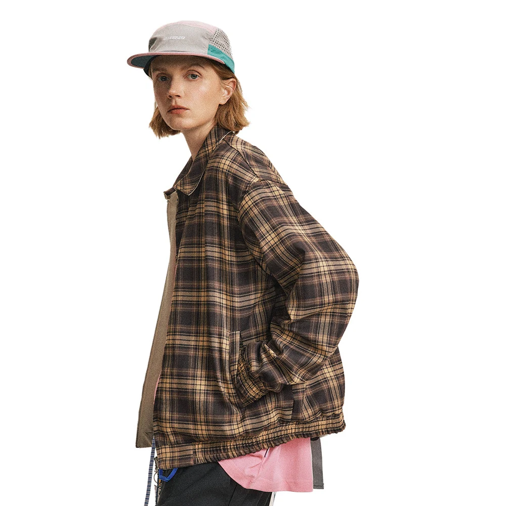 Title 6, Checkered Long Sleeved Lapel Baseball Jersey Ja...