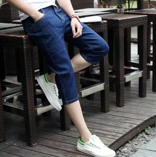 Title 5, Shorts jeans gradiente masculino verão com cord...