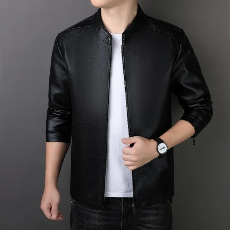 PU Leather Coat Men's Leather Jacket Stylish and Durable Men's Coat Perfect for everyday wear and special occasions. A c — photo 7