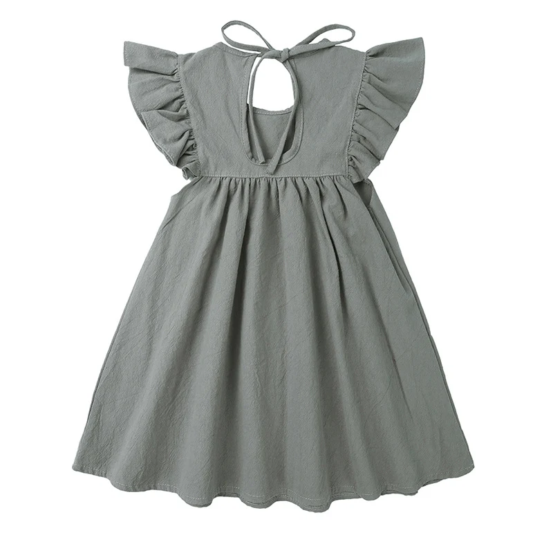 Title 19, Vestido casual de algodão e cânhamo com mangas ...