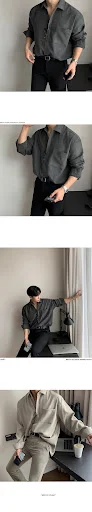 Title 3, Mens Casual Long-sleeved Loose Non-ironing Shi...