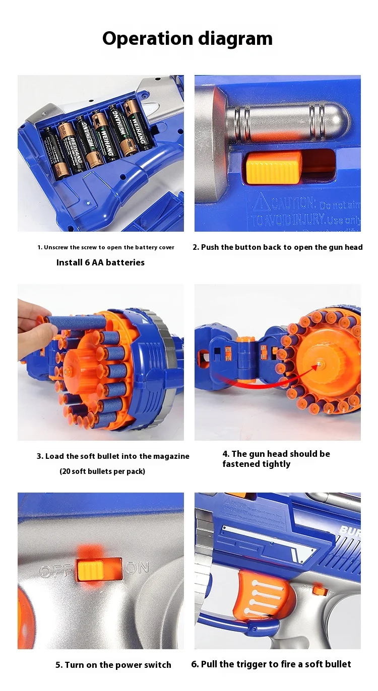 Title 8, Arma de brinquedo elétrica infantil com balas d...