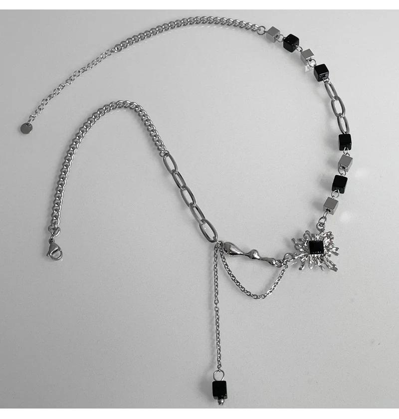 Title 9, Colar Hip Hop Preto com Costura de Bloco Doce e...