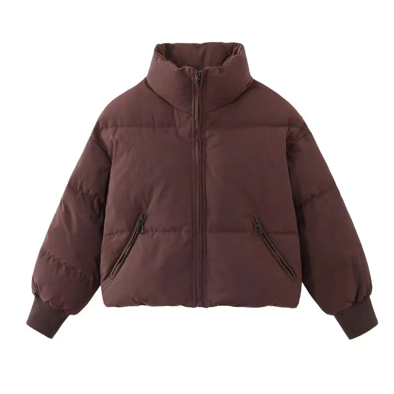 Giubbotto corto imbottito in stile coreano da donna, caldo e leggero. Perfetto per l'inverno, design moderno e confortevole. — foto 2