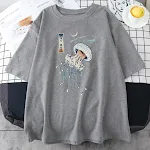 Men's cotton t-shirt featuring swimming color jellyfish print. Comfortable and stylish for the beach, pool, or casual we — photo 2