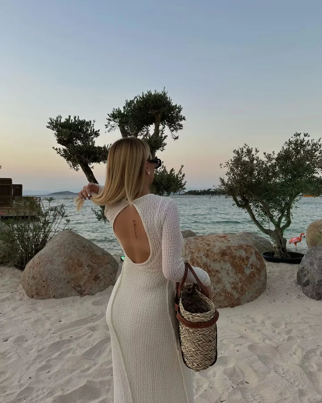 Title 6, Fashion Round Neck Long Sleeve Hollow Dress