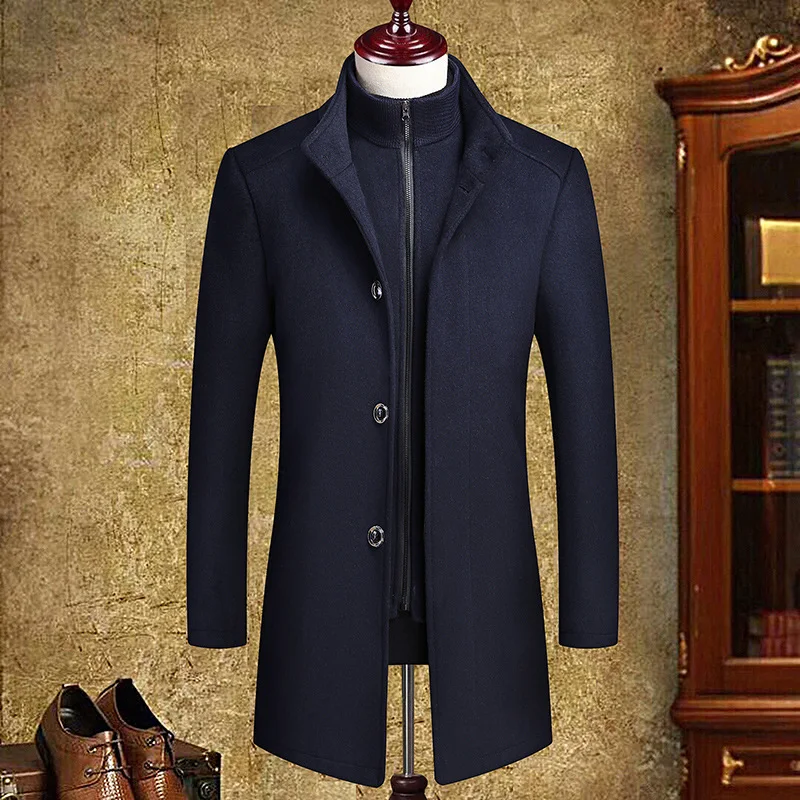 Men's Cross-Border Wool Coat Mid-Length with Detachable Vest Liner and Double Collar, a versatile and warm winter coat o — photo 2