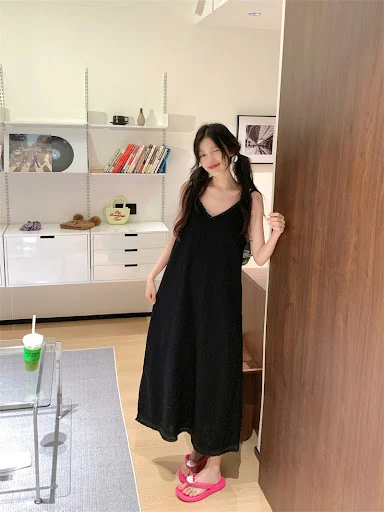 Title 19, V-neck Comfortable Suspender Skirt Pure Cotton ...