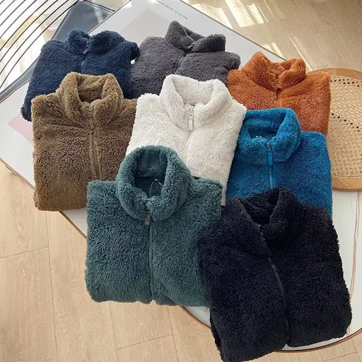 Title 15, Jaqueta masculina longa de fleece com zíper, go...